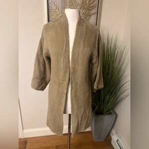 Cozy Tan Open-Front Cardigan